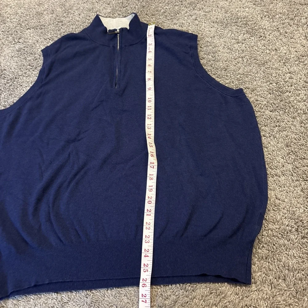 Peter Millar Mens 1/4 Zip Pullover Golf Preppy Sweater Vest Blue Sz XL MS20S03